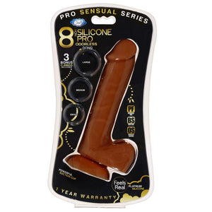 Pro Sensual Premium Silicone Dong W- 3 C Rings Brown 8 " - iVenuss