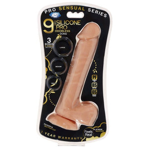 Pro Sensual Premium Silicone Dong W- 3 C Rings Tan 9 " - iVenuss