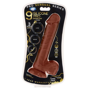 Pro Sensual Premium Silicone Dong W- 3 C Rings Brown 9 " - iVenuss