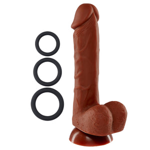 Pro Sensual Premium Silicone Dong W- 3 C Rings Brown 7 " - iVenuss
