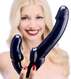 Strap U Revolver Strapless Strap On Dildo Black - iVenuss