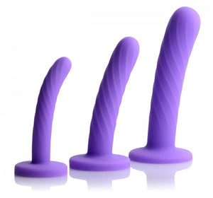 Strap U Tri Play 3 Pc Silicone Dildo Set Purple - iVenuss