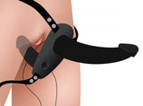 Strap U Power Pegger Silicone Vibrating Double Pleasure Dildo With Harness Black - iVenuss