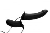 Strap U Power Pegger Silicone Vibrating Double Pleasure Dildo With Harness Black - iVenuss