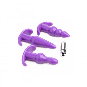 Trinity Vibes 4 Pc Vibrating Anal Plug Set Purple - iVenuss