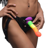 Strap U Proud Rainbow Silicone Dildo W- Harness - iVenuss