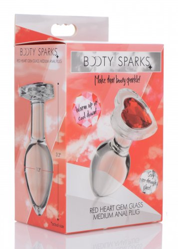 Booty Sparks Red Heart Glass Anal Plug Medium (out Mid Feb)