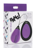 Bang! 10x Vibrating Silicone Egg W- Remote Purple