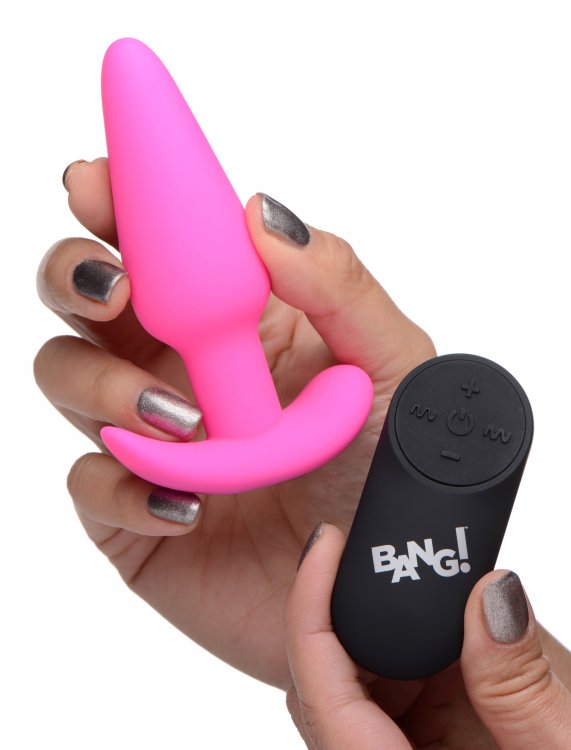 Bang! 21x Vibrating Silicone Butt Plug W- Remote Pink