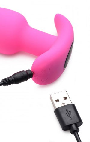 Bang! 21x Vibrating Silicone Butt Plug W- Remote Pink