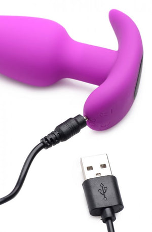 Bang! 21x Vibrating Silicone Butt Plug W- Remote Purple