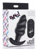 Bang! 21x Vibrating Silicone Swirl Butt Plug W- Remote Black
