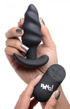 Bang! 21x Vibrating Silicone Swirl Butt Plug W- Remote Black