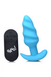 Bang! 21x Vibrating Silicone Swirl Butt Plug W- Remote Blue