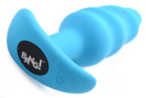 Bang! 21x Vibrating Silicone Swirl Butt Plug W- Remote Blue