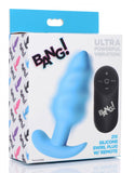 Bang! 21x Vibrating Silicone Swirl Butt Plug W- Remote Blue