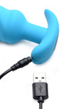 Bang! 21x Vibrating Silicone Swirl Butt Plug W- Remote Blue