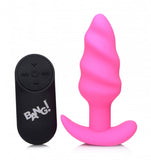Bang! 21x Vibrating Silicone Swirl Butt Plug W- Remote Pink