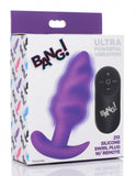 Bang! 21x Vibrating Silicone Swirl Butt Plug W- Remote Purple