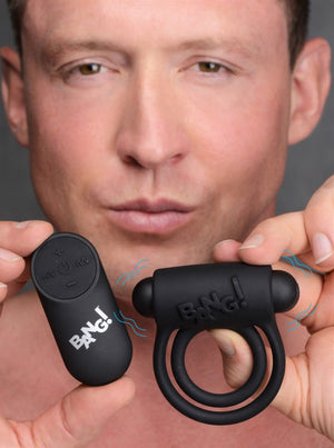 Bang! Silicone Cock Ring & Bullet W- Remote Black (out Mid Feb)