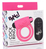 Bang! Silicone Cock Ring & Bullet W- Remote Pink