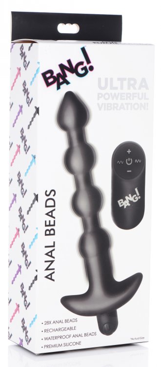 Bang! Vibrating Silicone Anal Beads & Remote Black