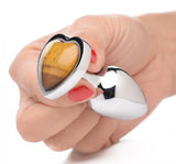 Booty Sparks Gemstones Medium Heart Anal Plug Tiger Eye