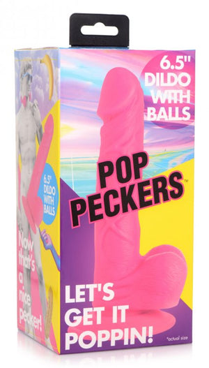 Pop 6.5in Dildo W- Balls Pink
