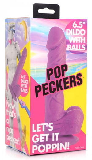 Pop 6.5in Dildo W- Balls Purple