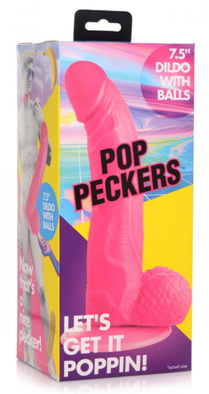 Pop 7.5in Dildo W- Balls Pink