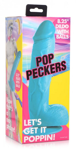 Pop 8.25in Dildo W- Balls Blue