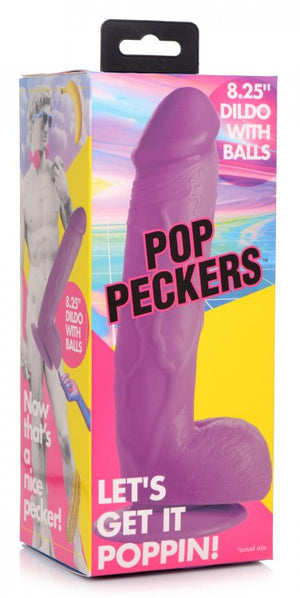 Pop 8.25in Dildo W- Balls Purple