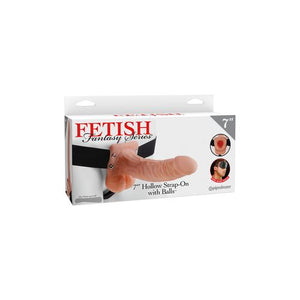 Fetish Fantasy 7 Hollow Strap On W-balls Flesh "