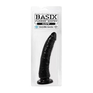 Basix Rubber Works 7in Black Slim Dong W- Suction Cup