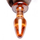 Frisky Orange Glass Butt Plug W-fox Tail