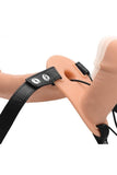 Strap U Power Pegger Silicone Vibrating Double Pleasure Dildo With Harness Flesh